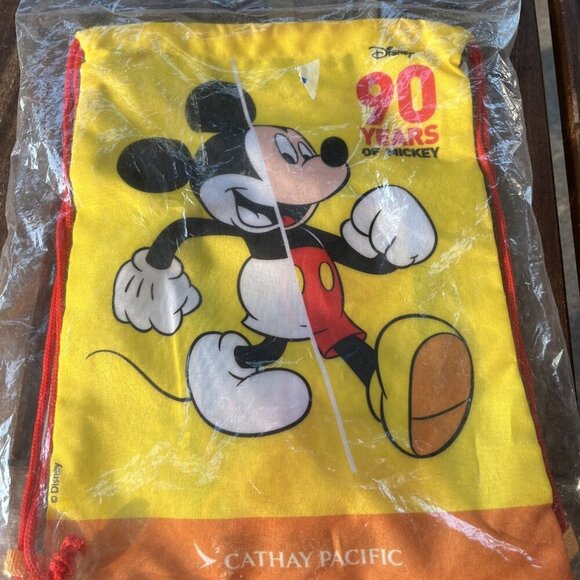 Cathay Pacific Disney 90 years of Mickey Drawstring Bag & Travel Document Holder - Picture 1 of 5